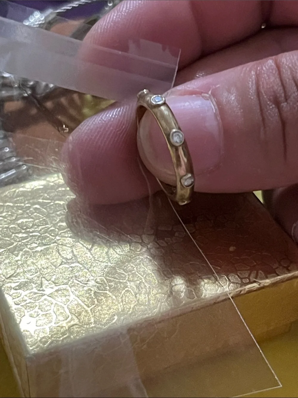 Gold Crystal Accent Stackable Ring - Picture 7 of 8